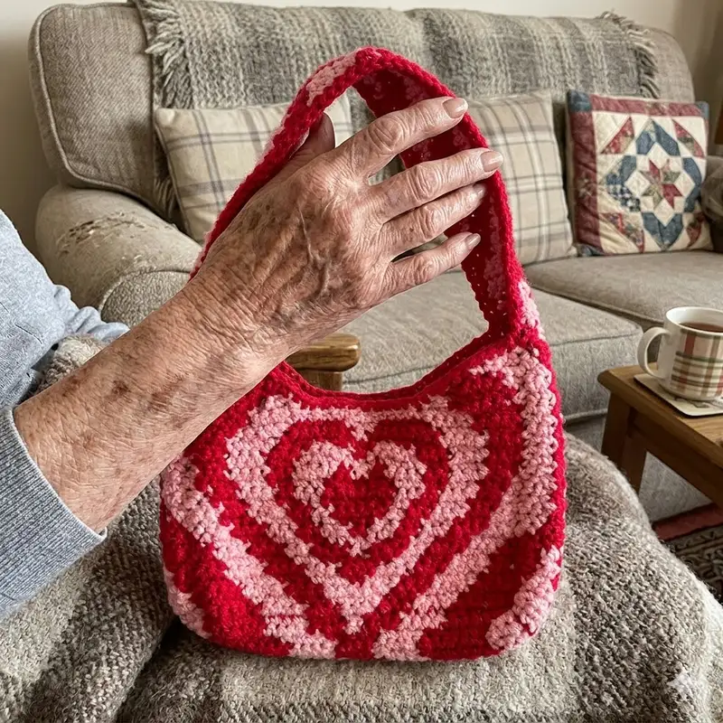 Complimentary Intermediate crochet pattern: Powerpuff Heart Shoulder Bag Crochet Pattern - Simple to follow guide