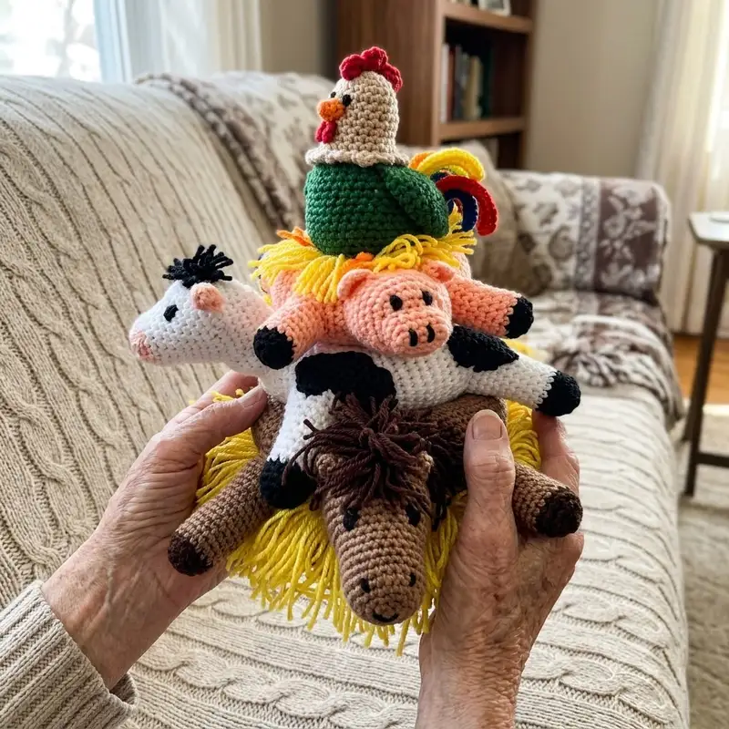 Complimentary Beginner Friendly crochet pattern: Down on the Farm - Stack Toy Amigurumi Pattern - Simple to follow guide