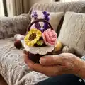 Mini Flower Basket & Flowers Amigurumi Pattern step 2 - assembly progress