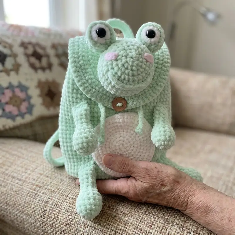 Complimentary Intermediate crochet pattern: Plush Backpack Frog Amigurumi Pattern - Simple to follow guide