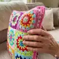 Crochet Cushion Pattern step 2 - assembly progress