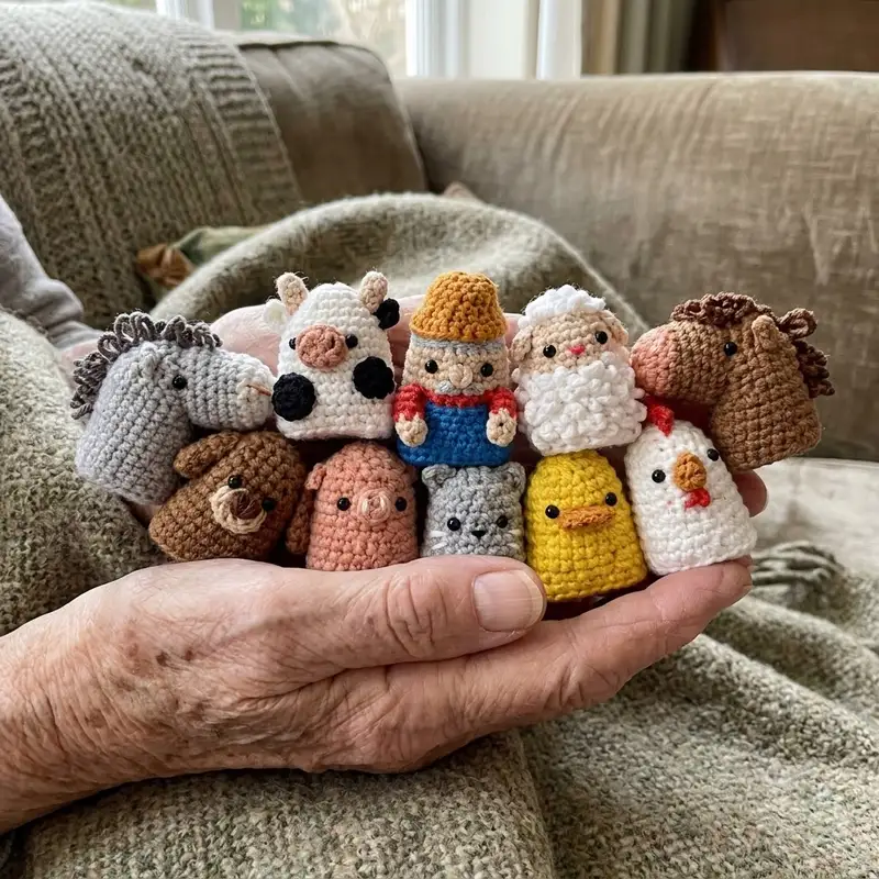 Complimentary Beginner Friendly crochet pattern: Farm Finger Puppet Amigurumi Pattern - Simple to follow guide