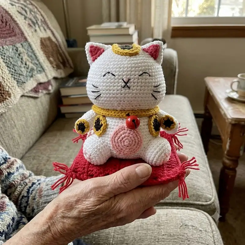 Complimentary Intermediate crochet pattern: Lucky Cat Amigurumi Pattern - Simple to follow guide