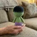 Mini Hulk Amigurumi Pattern step 4 - final assembly and finishing