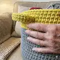 Dip Edge Crochet Basket Pattern step 2 - assembly progress