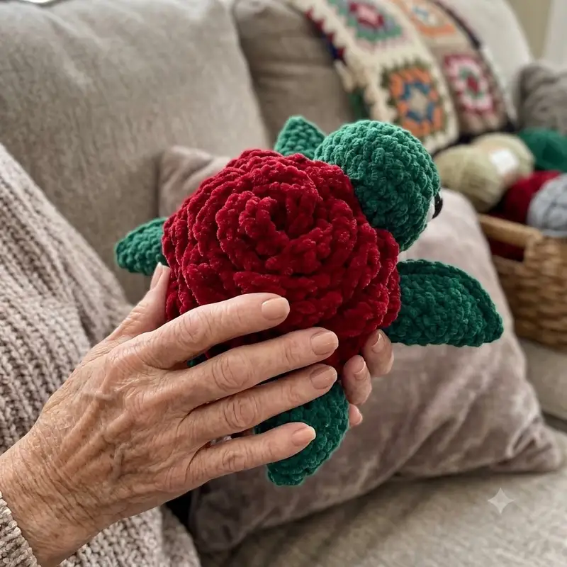 Complimentary Intermediate crochet pattern: Rose Turtle Amigurumi Pattern - Simple to follow guide