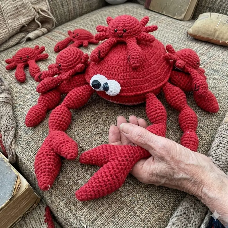 Complimentary Beginner Friendly crochet pattern: Crab Memory Game Amigurumi Pattern - Simple to follow guide