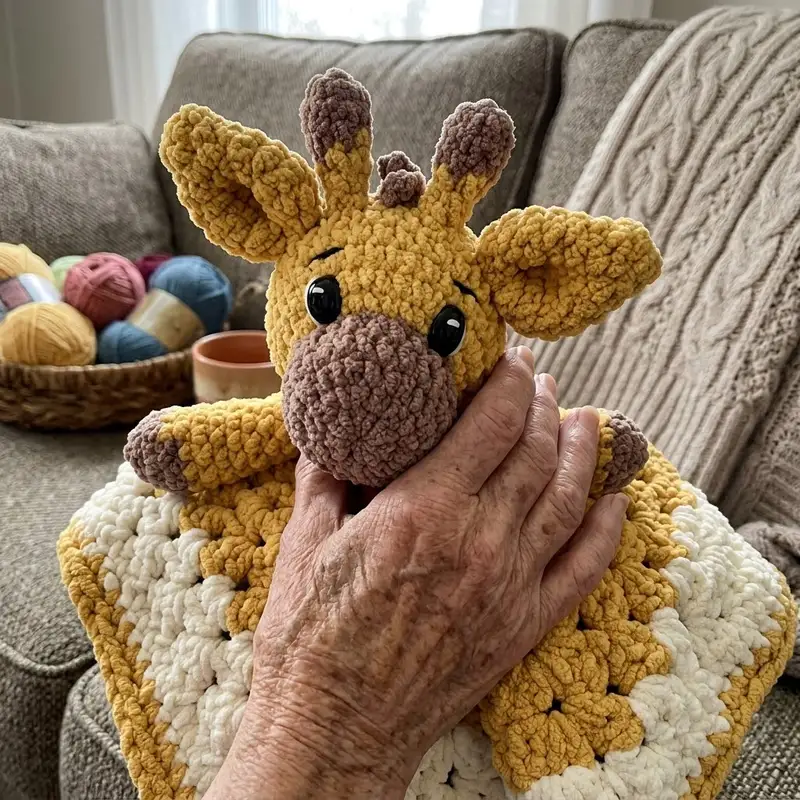 Complimentary Intermediate crochet pattern: Giraffe Lovey Blanket Amigurumi Pattern - Simple to follow guide