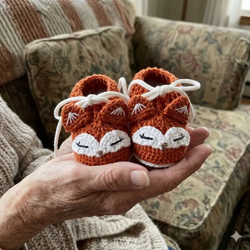 Complimentary Intermediate crochet pattern: Fox Booties Pattern - Simple to follow guide
