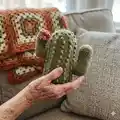Crochet Cactus Pillow Pattern step 1 - construction progress