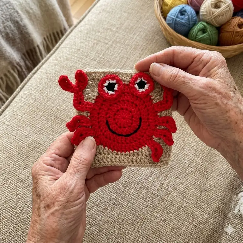 Complimentary Intermediate crochet pattern: Crab Granny Square Pattern - Simple to follow guide
