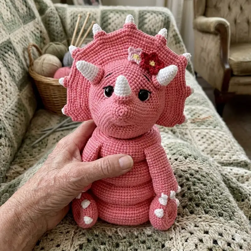 Complimentary Intermediate crochet pattern: Triceratops Amigurumi Pattern - Simple to follow guide