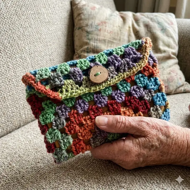Complimentary Beginner Friendly crochet pattern: Granny Square Clutch Pattern - Simple to follow guide