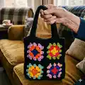 Granny square tote bag Pattern step 4 - final assembly and finishing