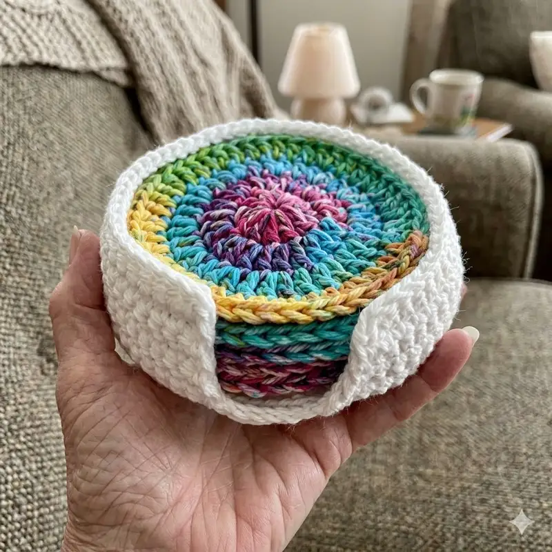 Quality crochet pattern: Crochet Coaster and Coaster Holder Pattern - Beginner Friendly level guide with complete instructions