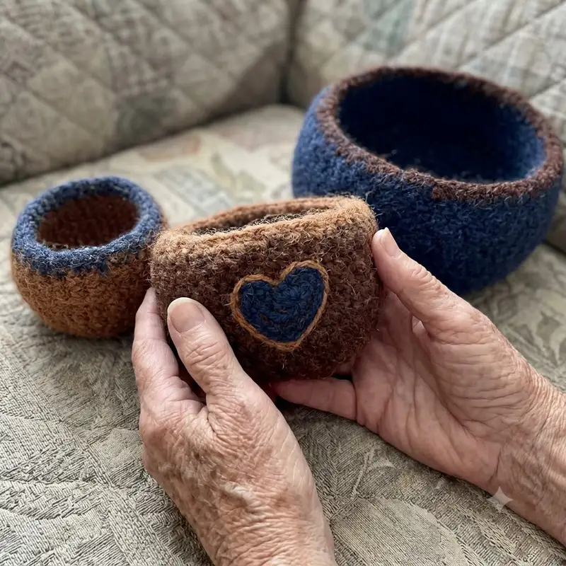 Complimentary Beginner Friendly crochet pattern: Felted Bowl Trio Pattern - Simple to follow guide