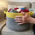 Dip Edge Crochet Basket Pattern step 1 - construction progress
