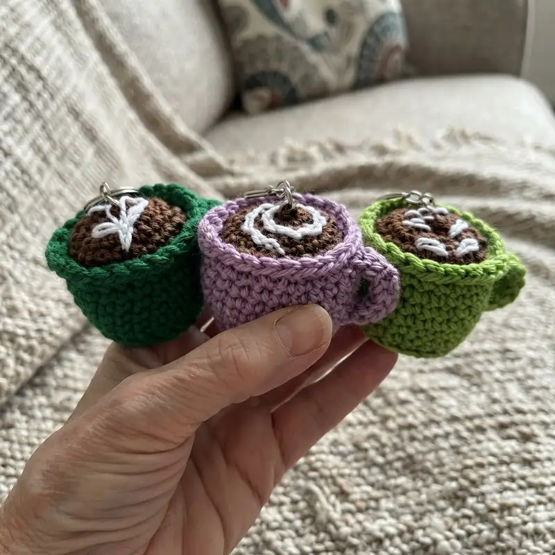 Complimentary Intermediate crochet pattern: Its Coffee Time Keychains Amigurumi Pattern - Simple to follow guide