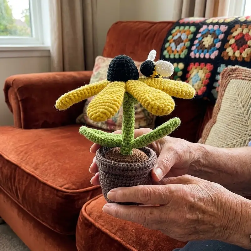 Complimentary Intermediate crochet pattern: Bumble Blossom Black Eyed Susan Amigurumi Pattern - Simple to follow guide