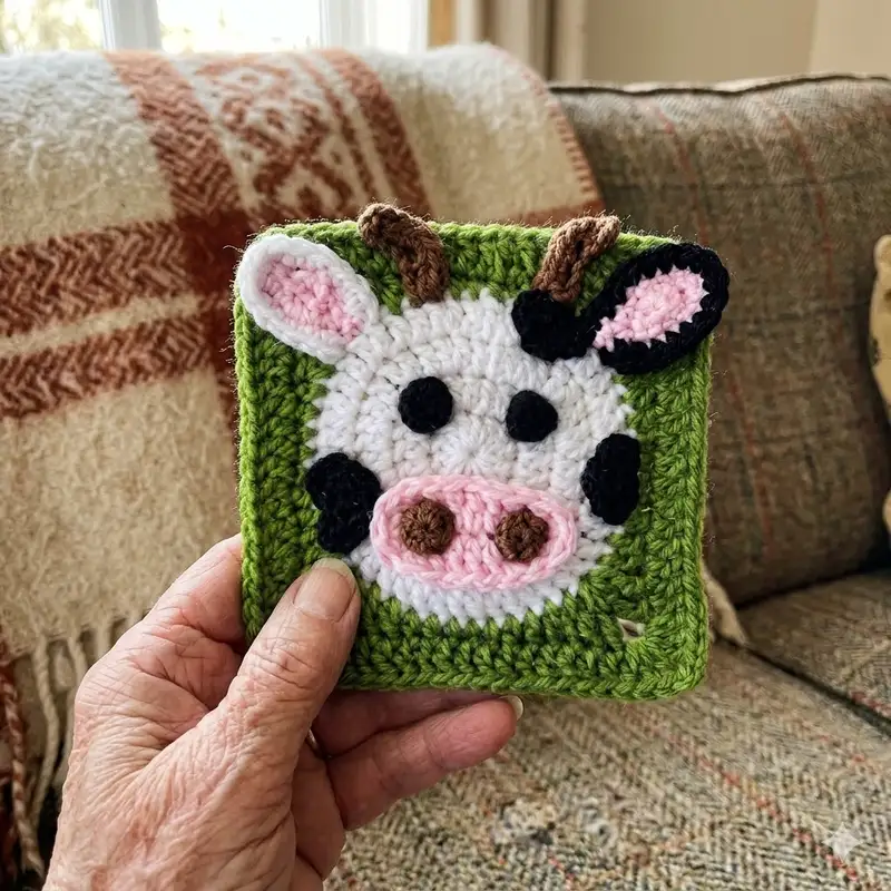 Complimentary Intermediate crochet pattern: Cow Granny Square Crochet Pattern - Simple to follow guide