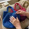 Crochet Market Bag Pattern step 4 - final assembly and finishing