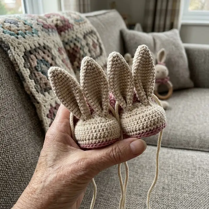 Complimentary Intermediate crochet pattern: Bunny Booties Pattern - Simple to follow guide