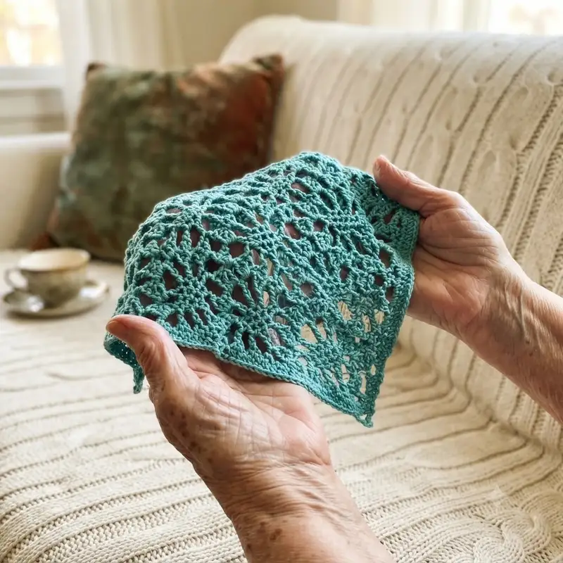 Complimentary Intermediate crochet pattern: Lace Kerchief Pattern - Simple to follow guide