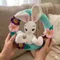 Hoppy Spring Wreath Crochet Pattern step 2 - assembly progress