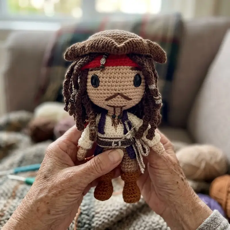 Complimentary Intermediate crochet pattern: Jack Sparrow Amigurumi Pattern - Simple to follow guide