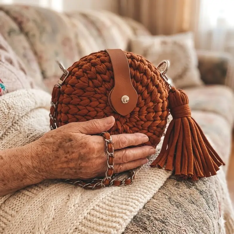 Complimentary Beginner Friendly crochet pattern: Round Bag with T-Shirt Yarn Pattern - Simple to follow guide