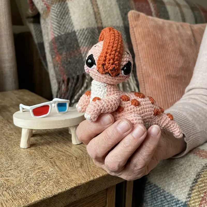 Complimentary Intermediate crochet pattern: Parasaurolophus Ginny Amigurumi Pattern - Simple to follow guide