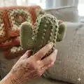 Crochet Cactus Pillow Pattern step 2 - assembly progress