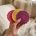 Easy Crochet Coasters Pattern step 4 - final assembly and finishing