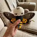 Death's Head Hawk Moth Amigurumi Pattern step 2 - assembly progress