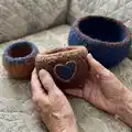 Felted Bowl Trio Pattern step 2 - assembly progress