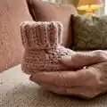 Baby's Booties Crochet Pattern step 2 - assembly progress