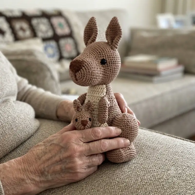 Complimentary Intermediate crochet pattern: Mommy Kangaroo & Baby Amigurumi Pattern - Simple to follow guide