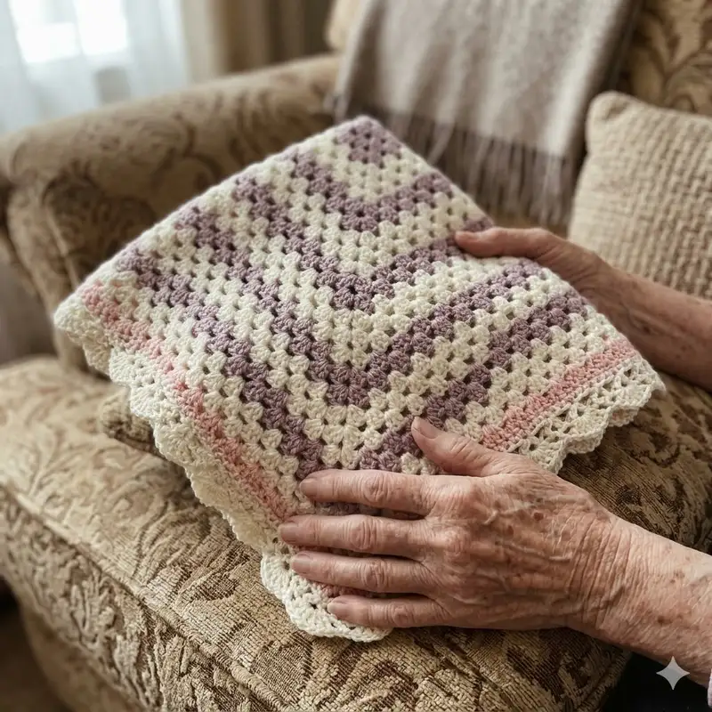 Complimentary Beginner Friendly crochet pattern: Granny Square Baby Blanket with shell boarder Pattern - Simple to follow guide