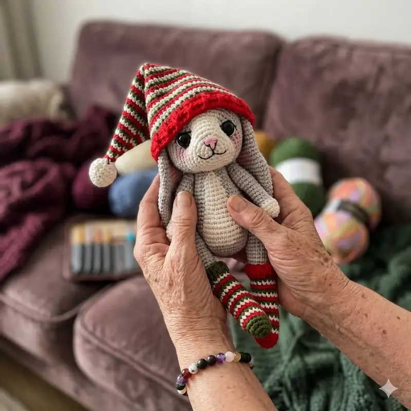 Complimentary Intermediate crochet pattern: Christmas Bunny Amigurumi Pattern - Simple to follow guide