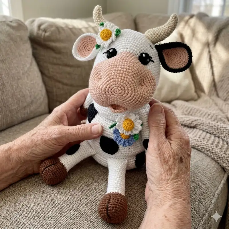 Complimentary Intermediate crochet pattern: Cow Stacking Toy Amigurumi Pattern - Simple to follow guide