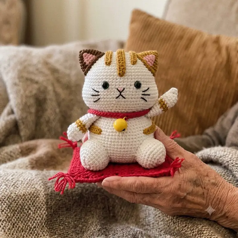 Quality crochet pattern: Lucky Cat Amigurumi Pattern - Intermediate level guide with complete instructions