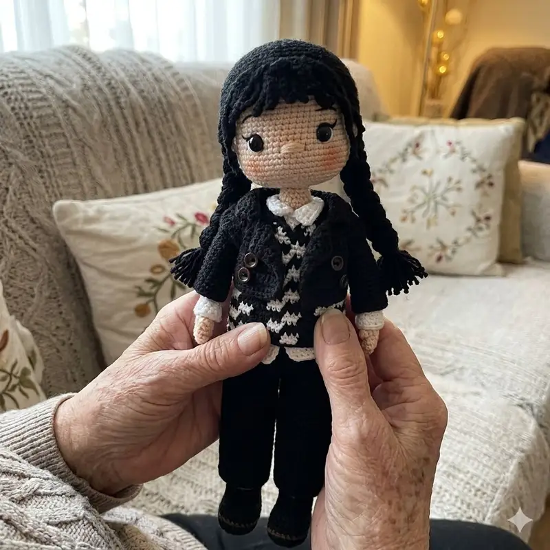 Complimentary Intermediate crochet pattern: Wednesday Amigurumi Pattern - Simple to follow guide