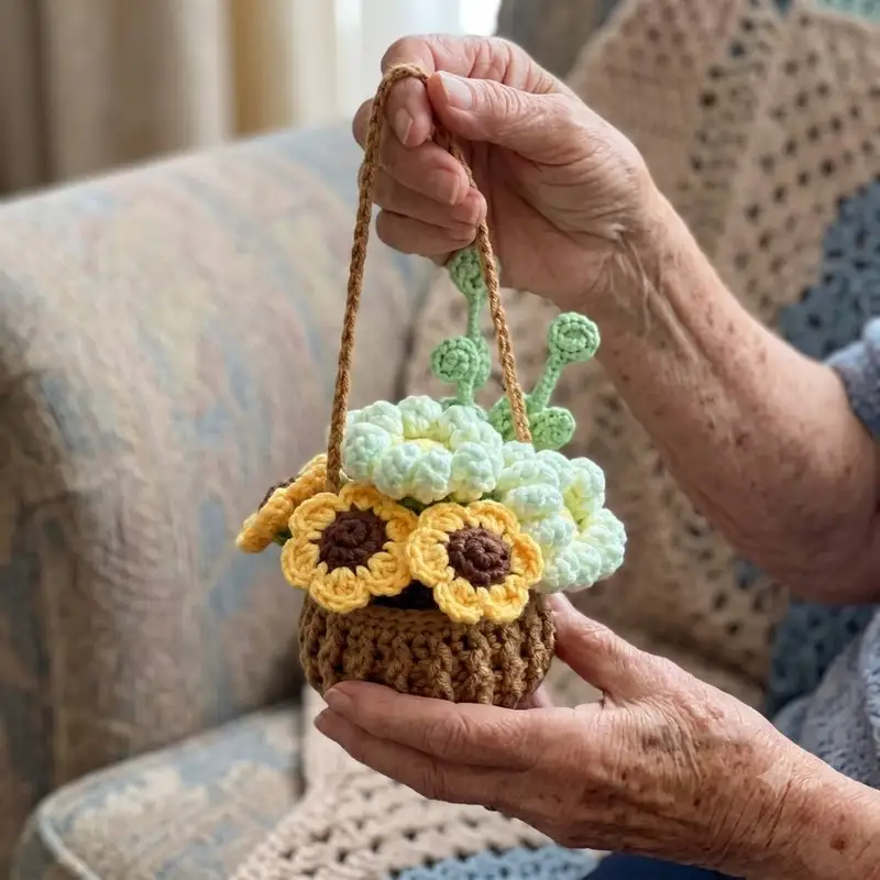 Complimentary Intermediate crochet pattern: Daisy Flowers Car Hanging Amigurumi Pattern - Simple to follow guide