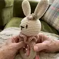 Bunny Baby Rattle with Teether Ring Amigurumi Pattern step 3 - details and accessories